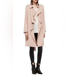 All Saints Bexley Mac Trench Coat in Blush Pink Rose Size Medium